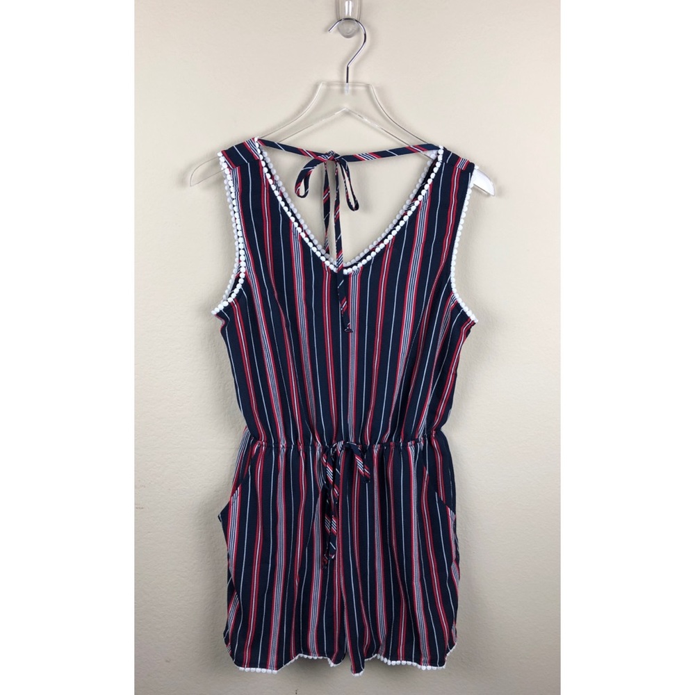 Paper Doll Just For Wraps Navy Red Striped Romper